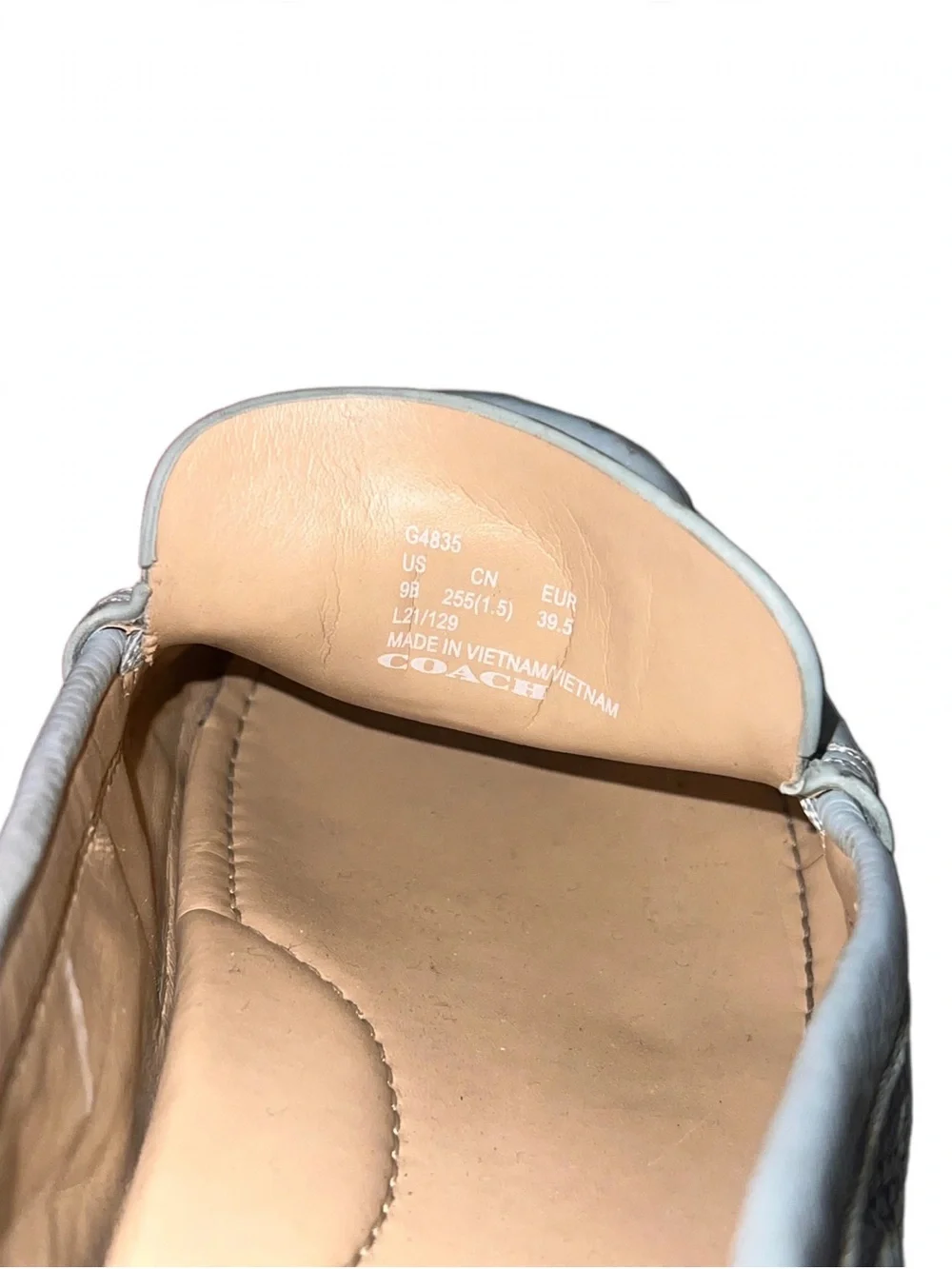 Coach Marley Driver Loafers Light Blue Pebbled Leather Size US 9B well loved